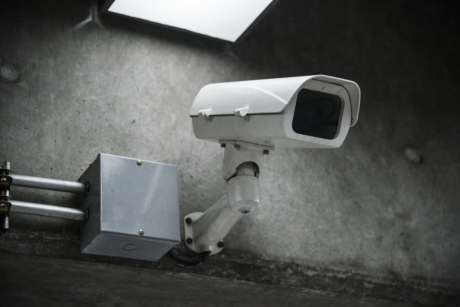 Security CCTV camera installed indoors